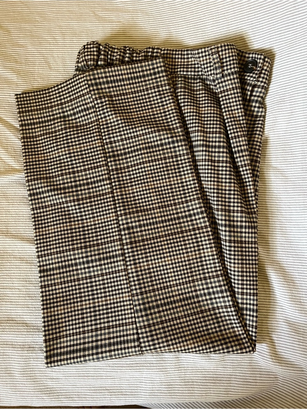 Classic Houndstooth A-Line wide leg trouser in Brown and Cream